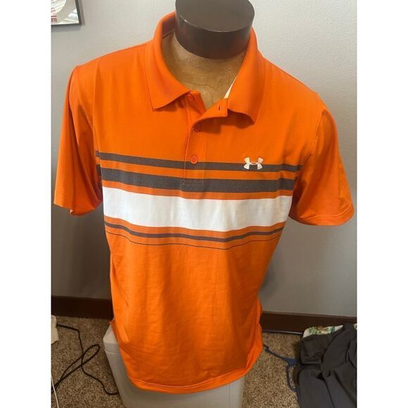Under Armour HeatGear Mens XL Striped Short Sleeve Polo - Picture 1 of 5